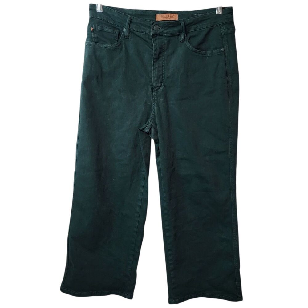 Judy Blue  Teal Tummy Control Top Wide Leg Crop Jeans Style #88806 Size 15/32